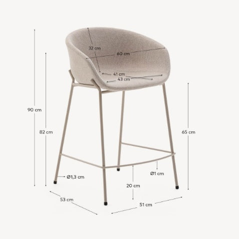 Scaun bar bej din textil Yvette Mini Kave Home