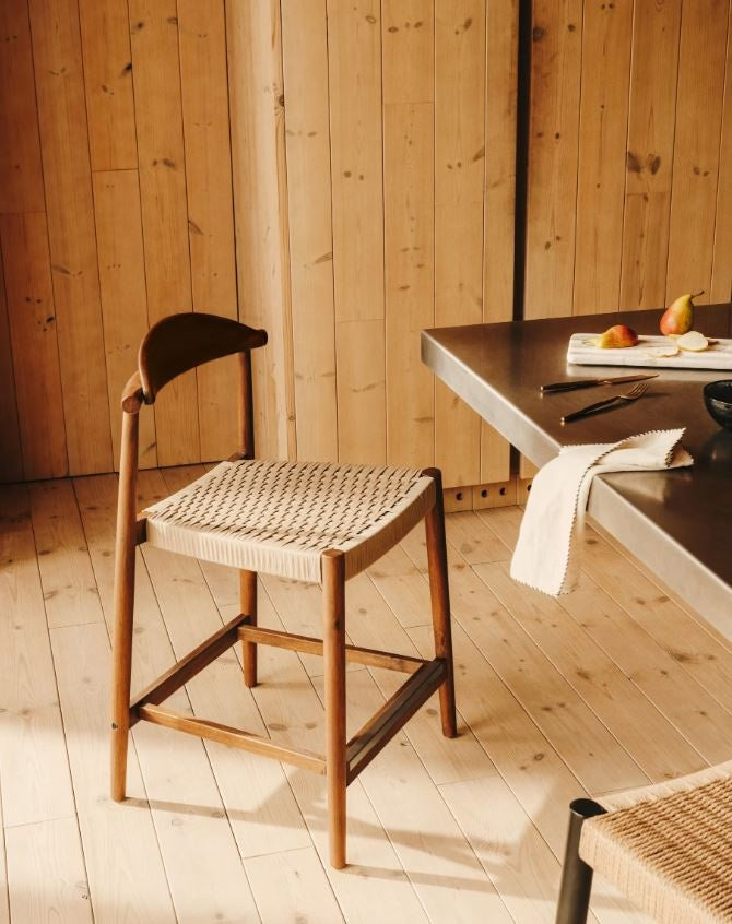 Scaun bar bej/maro din lemn Nina Kave Home