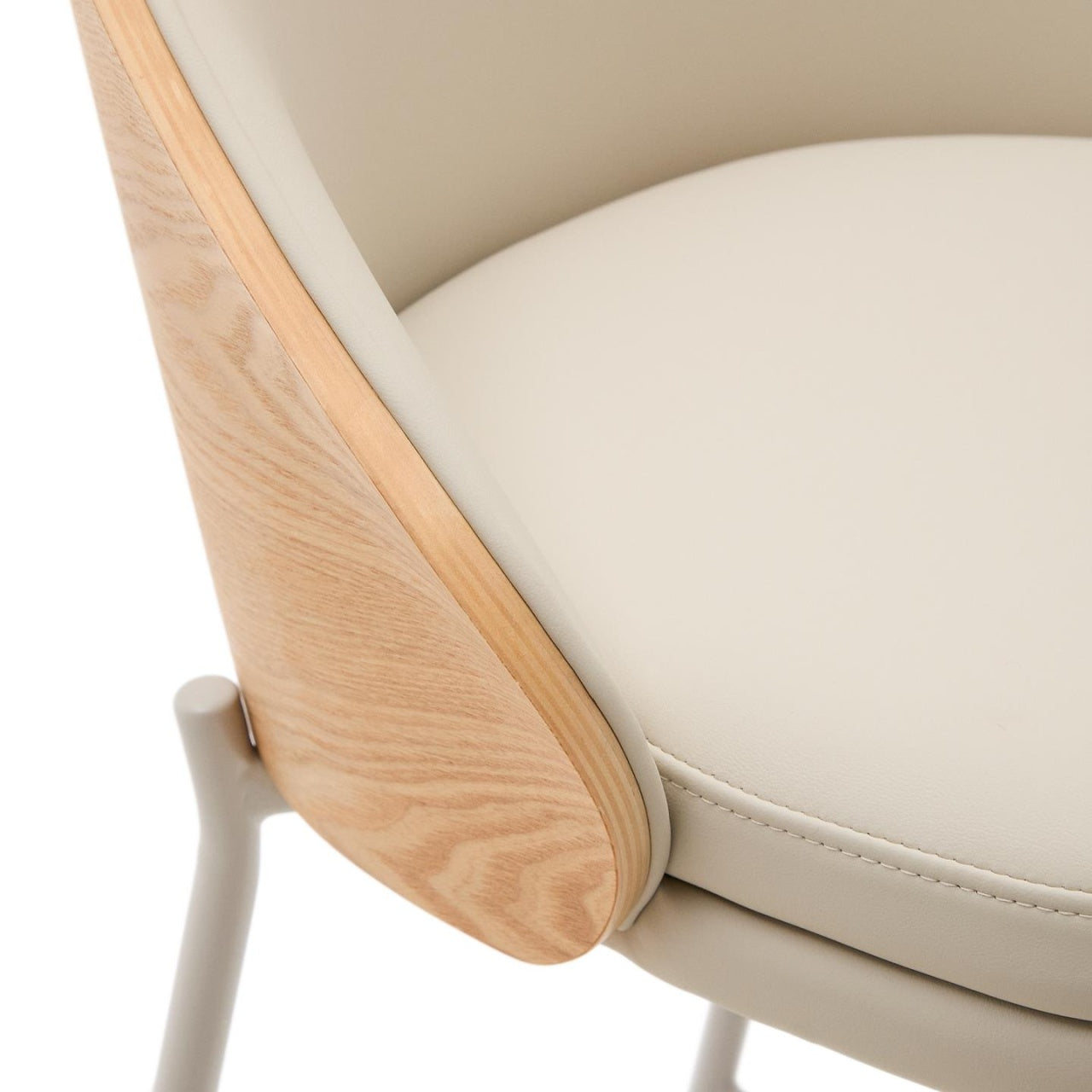 Scaun bar crem din piele ecologica Eamy Kave Home