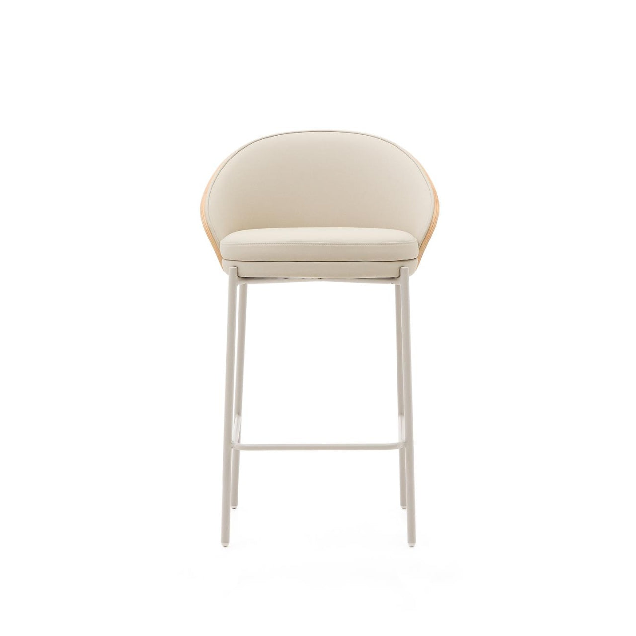 Scaun bar crem din piele ecologica Eamy Kave Home