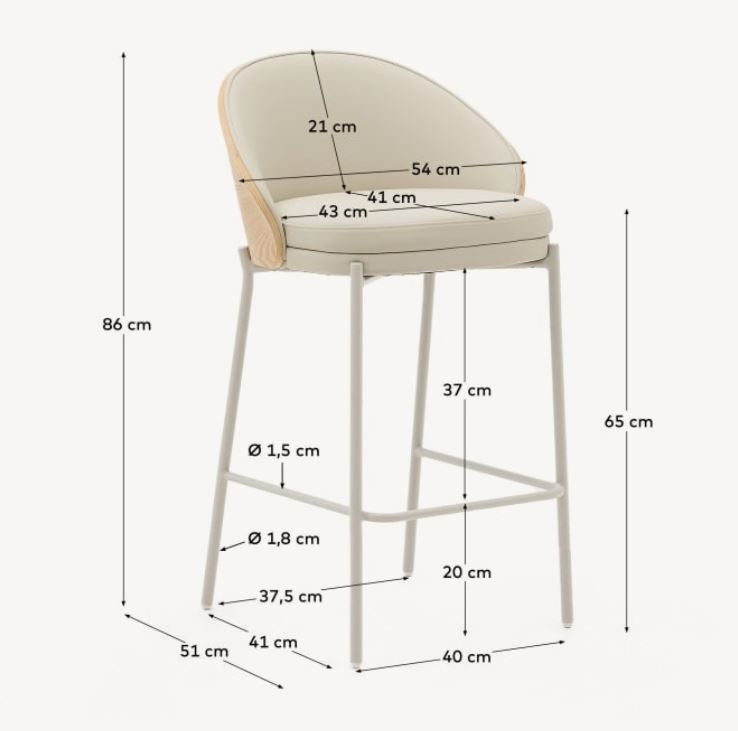 Scaun bar crem din piele ecologica Eamy Kave Home