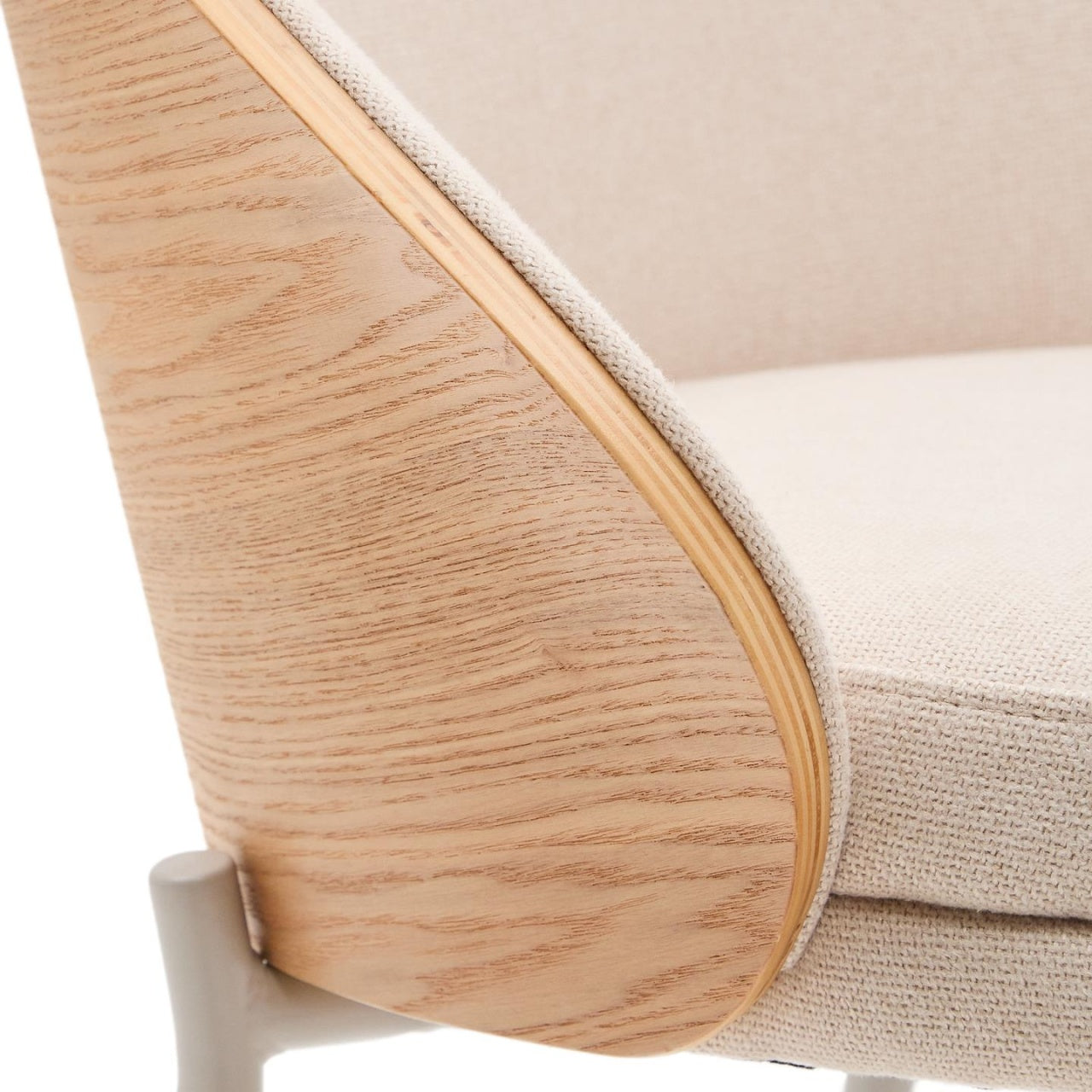 Scaun bar crem din textil Eamy Chenille Kave Home