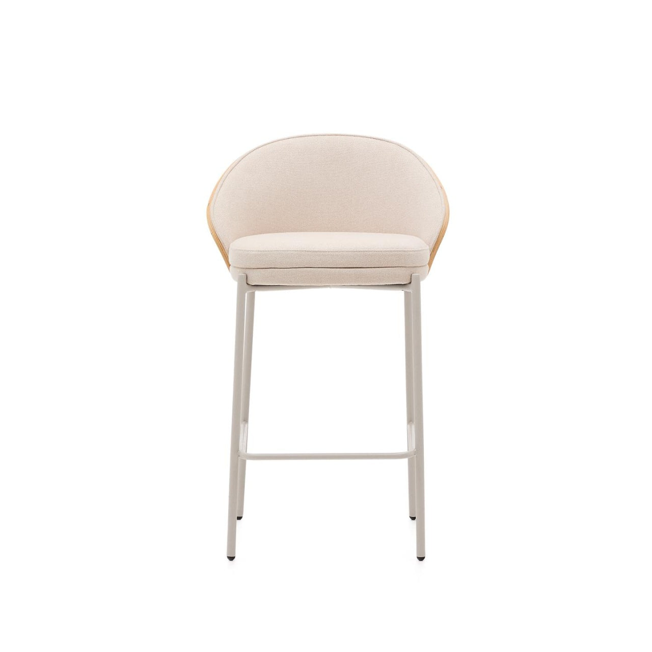 Scaun bar crem din textil Eamy Chenille Kave Home