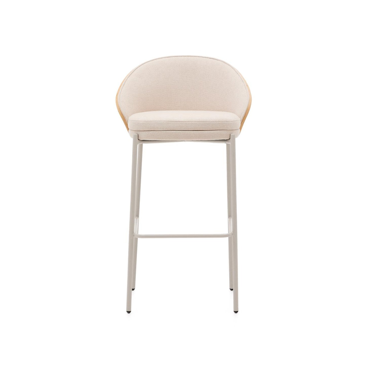 Scaun bar crem din textil Eamy Tall Chenille Kave Home