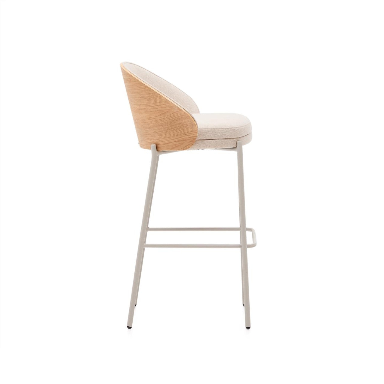 Scaun bar crem din textil Eamy Tall Chenille Kave Home