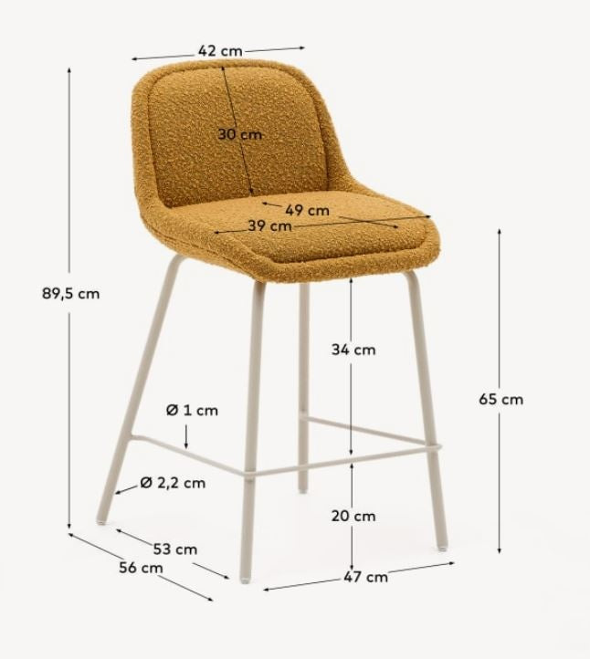 Scaun bar galben mustar/bej din textil Aimin Kave Home