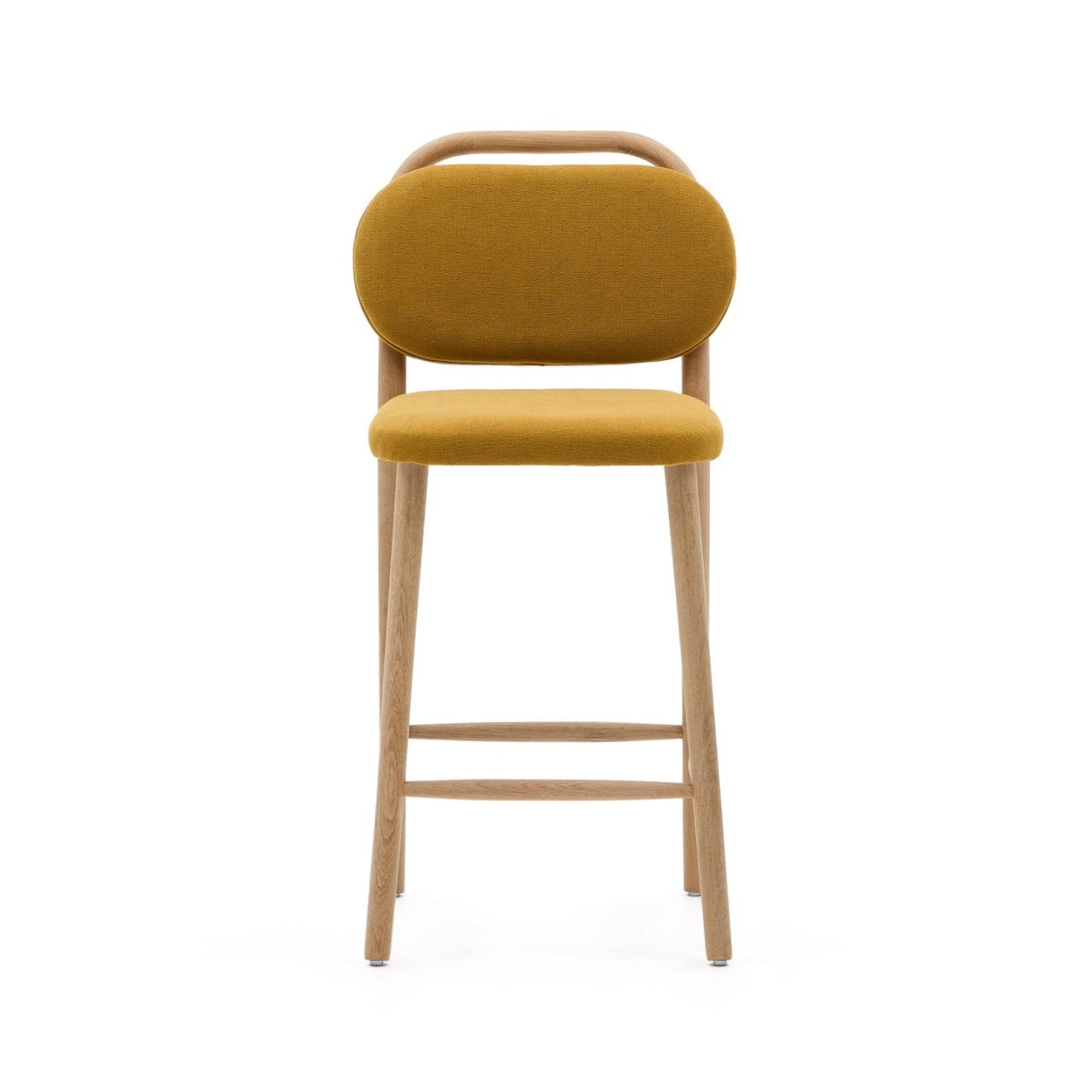 Scaun bar galben mustar din textil Helda Kave Home