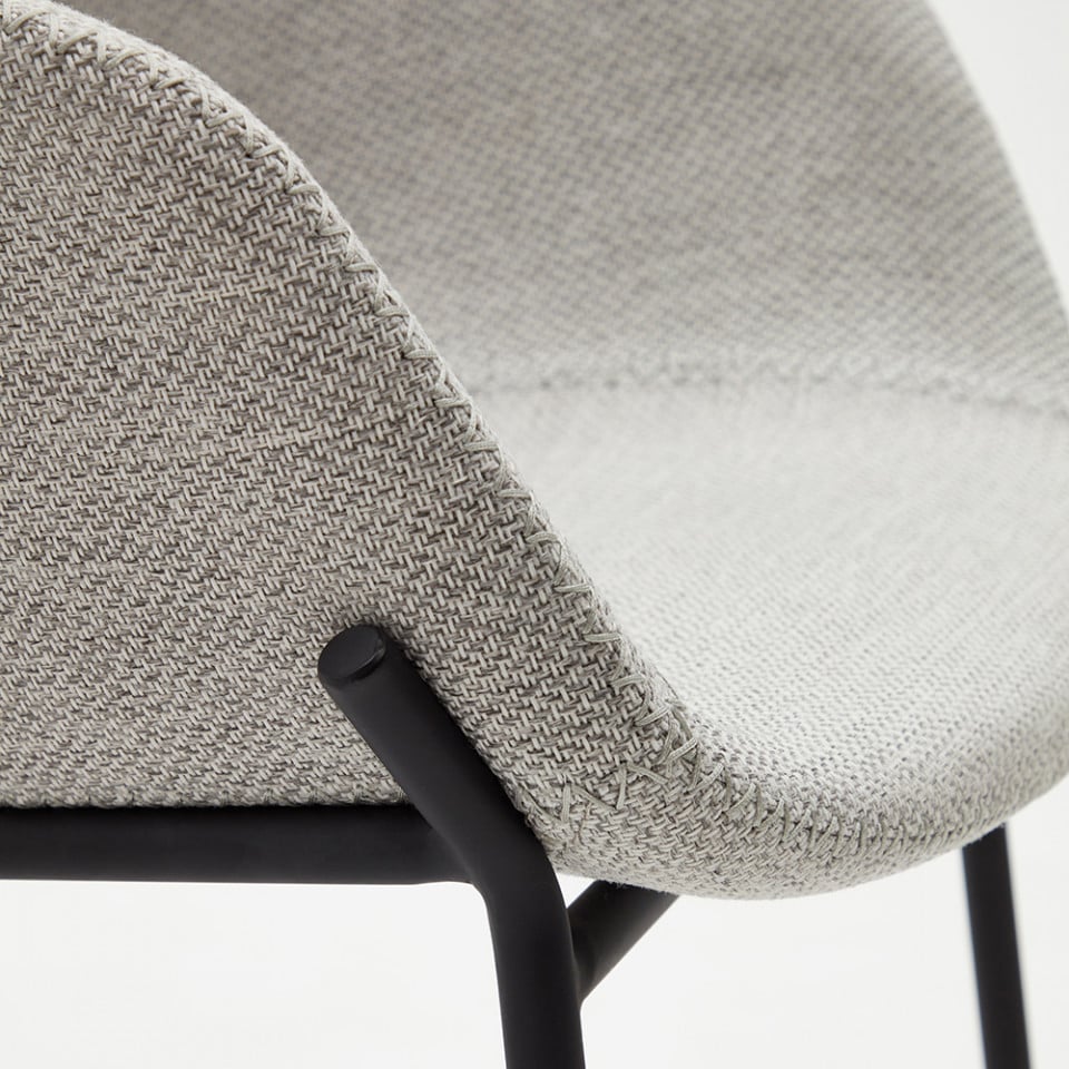 Scaun bar gri deschis din metal Yvette Low Kave Home