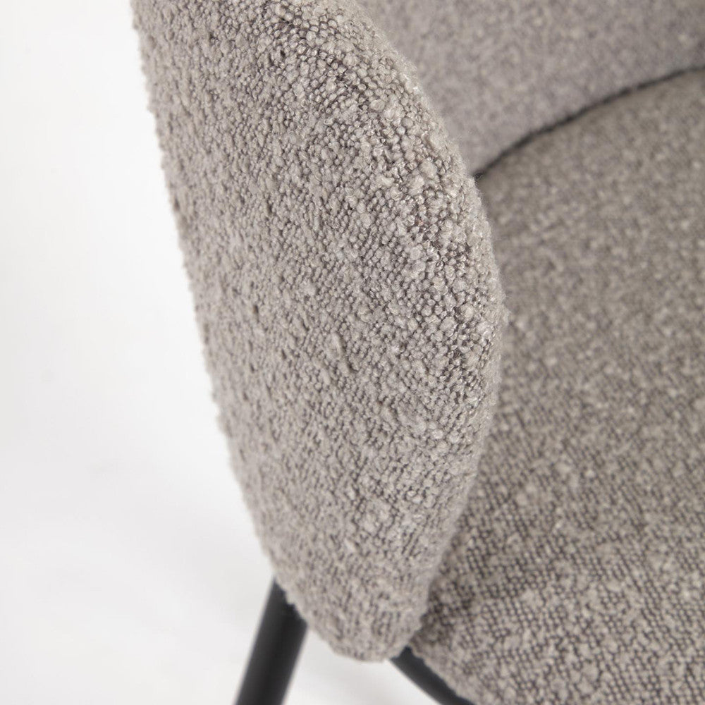 Scaun bar gri deschis din textil Ciselia Shearling Kave Home