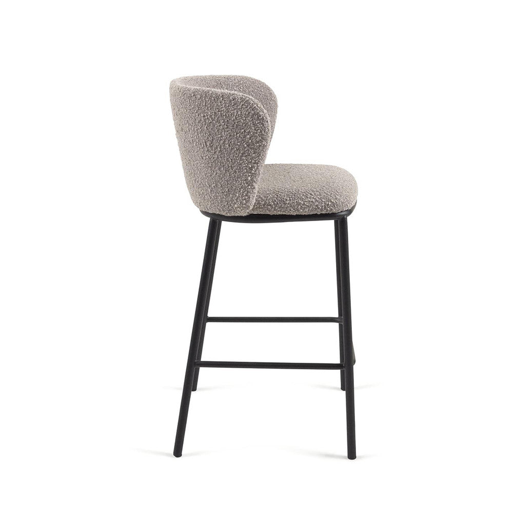 Scaun bar gri deschis din textil Ciselia Shearling Kave Home