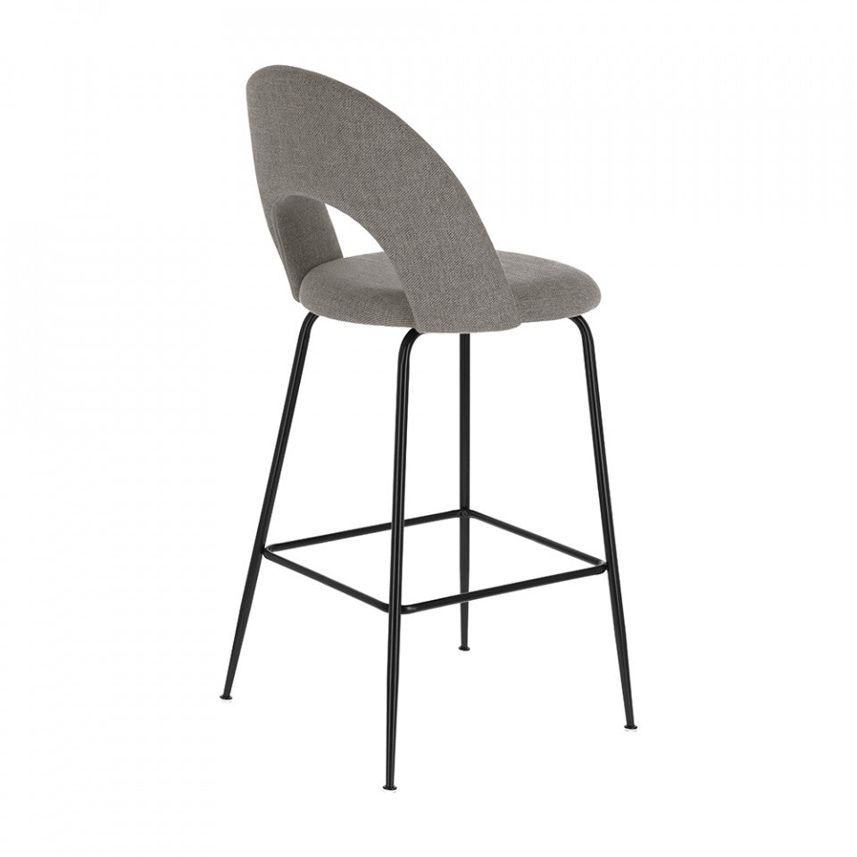 Scaun bar gri deschis din textil Mahalia Kave Home