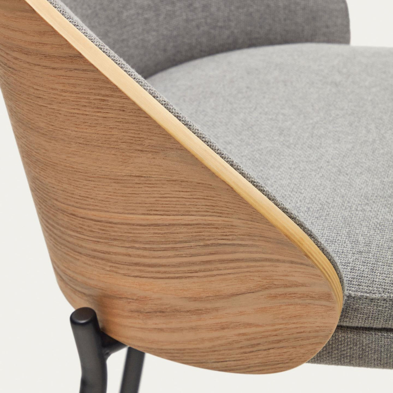 Scaun bar gri deschis/maro din textil Eamy Low Kave Home