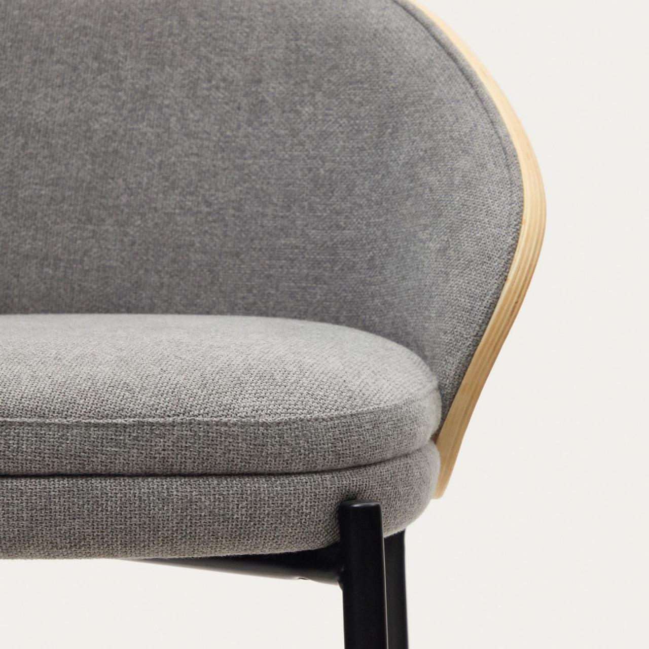 Scaun bar gri deschis/maro din textil Eamy Low Kave Home