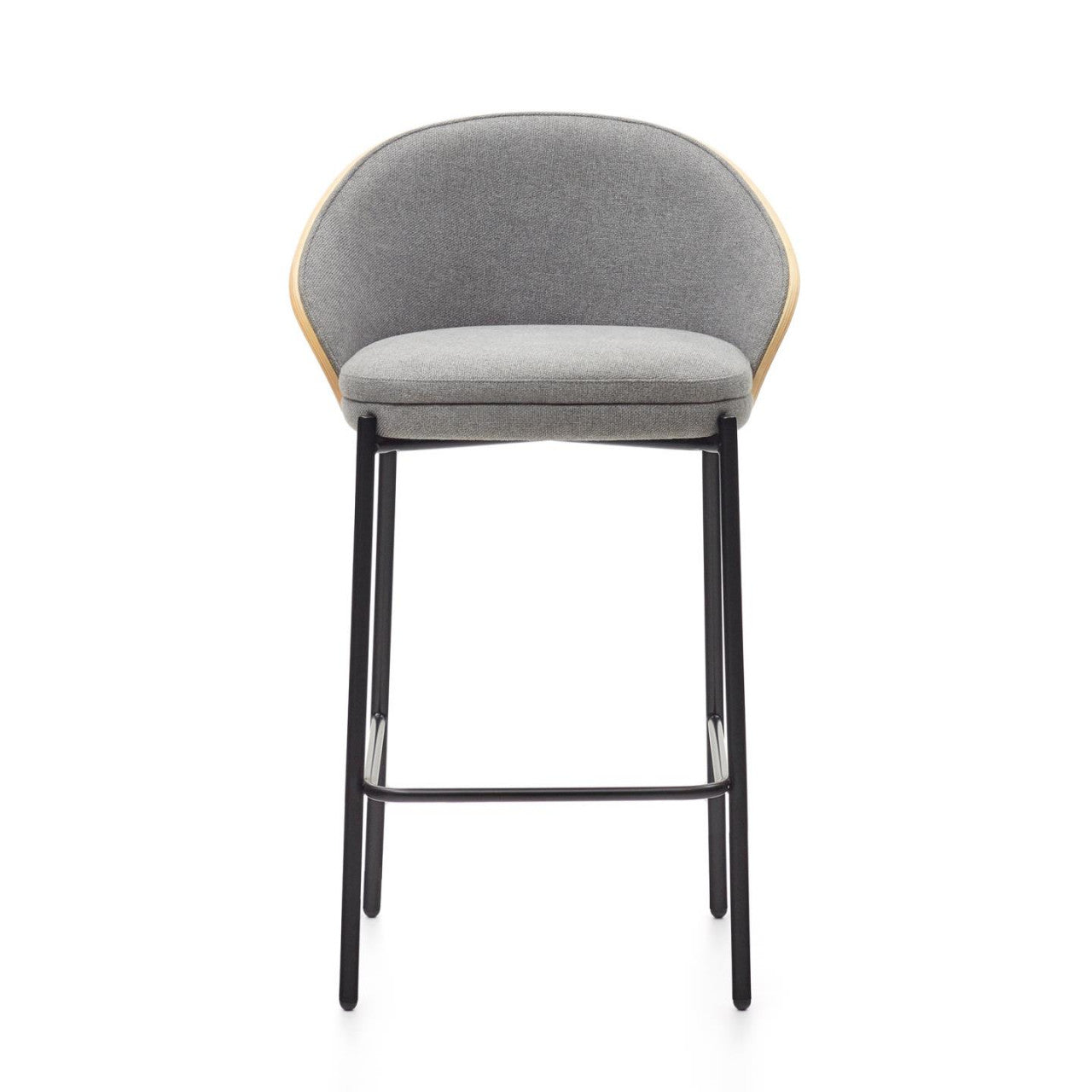 Scaun bar gri deschis/maro din textil Eamy Low Kave Home