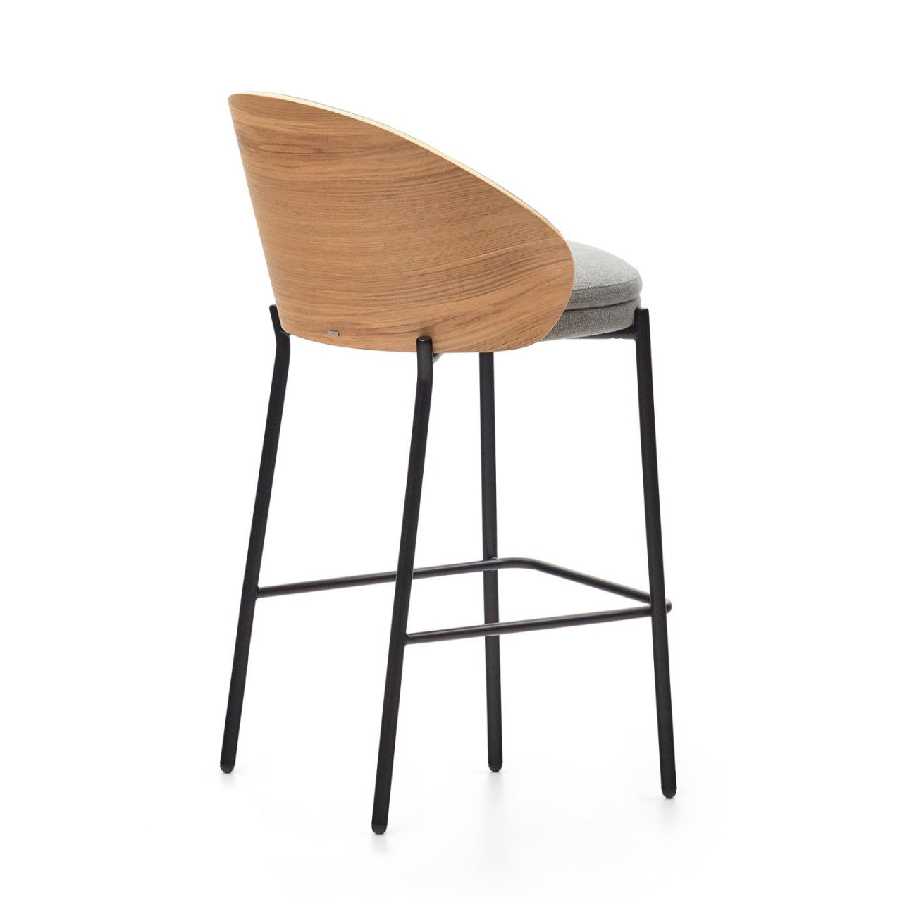 Scaun bar gri deschis/maro din textil Eamy Low Kave Home