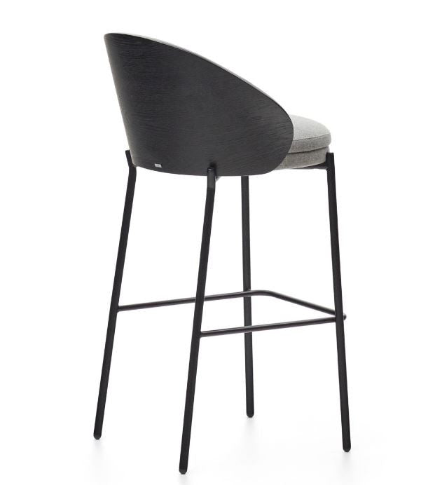 Scaun bar gri deschis/negru din textil Eamy Kave Home