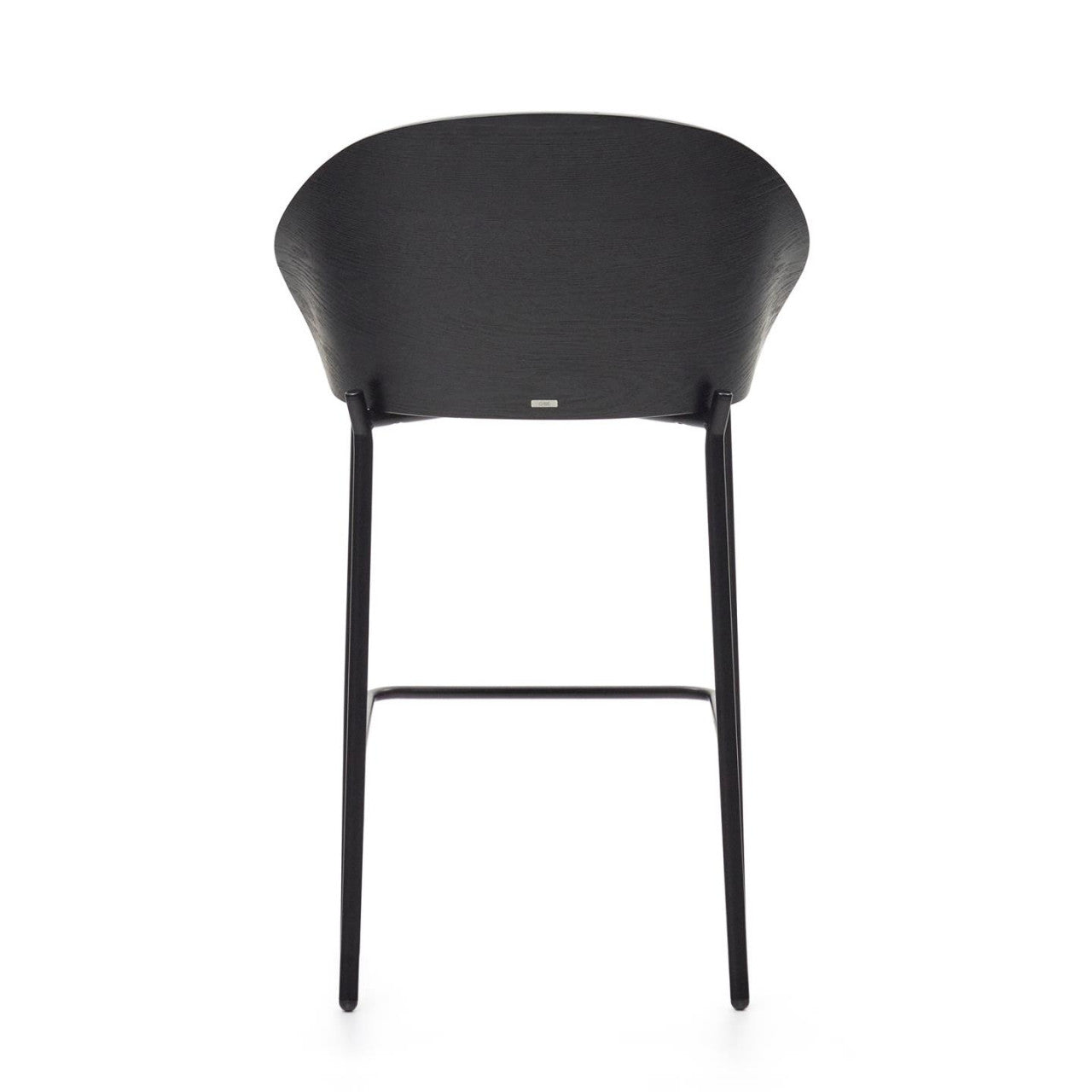 Scaun bar gri deschis/negru din textil Eamy Low Kave Home