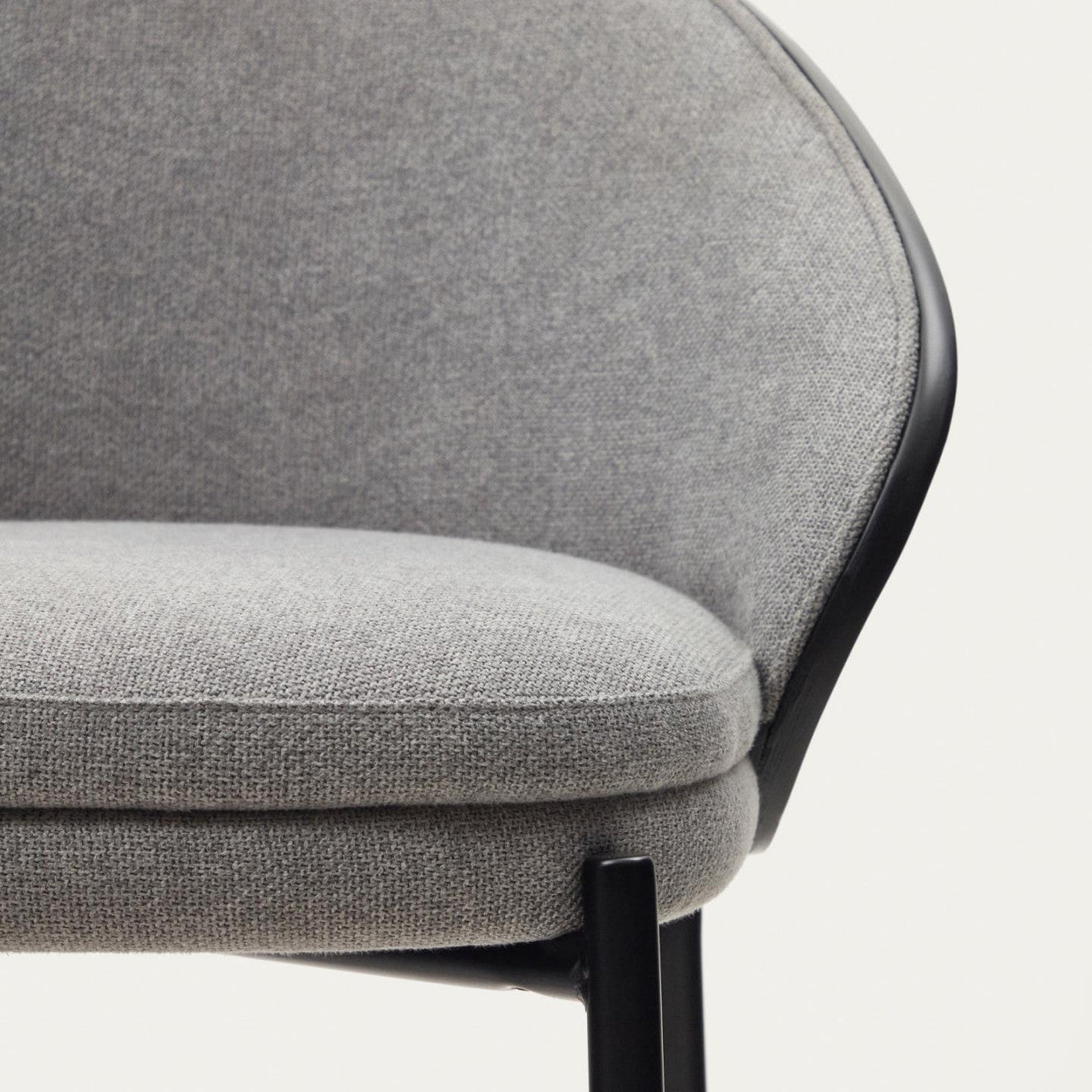 Scaun bar gri deschis/negru din textil Eamy Low Kave Home