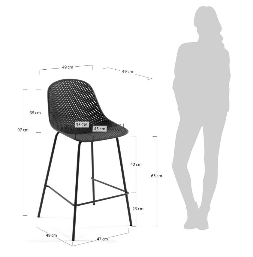 Scaun bar gri din metal Quinby Kave Home