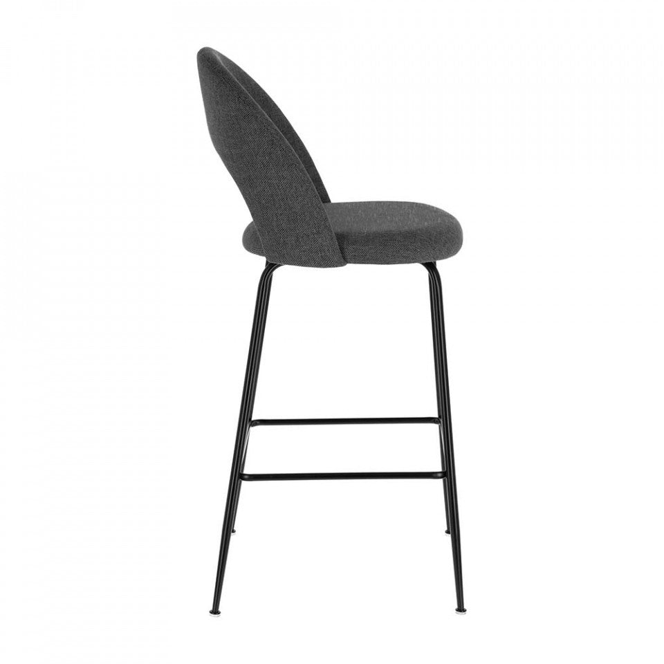 Scaun bar gri inchis din textil Mahalia Kave Home
