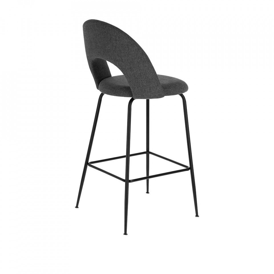 Scaun bar gri inchis din textil Mahalia Kave Home
