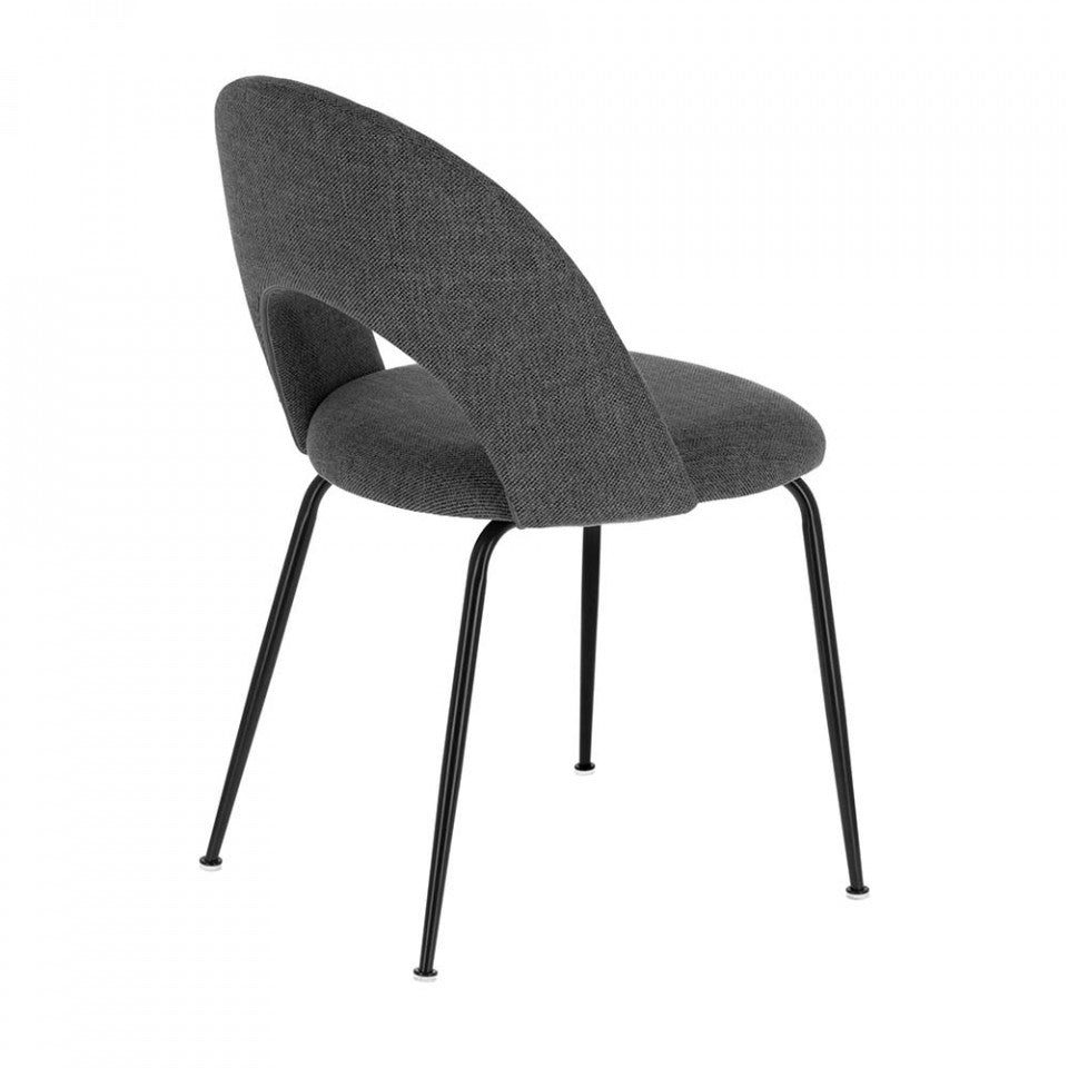 Scaun bar gri inchis din textil Mahalia Kave Home