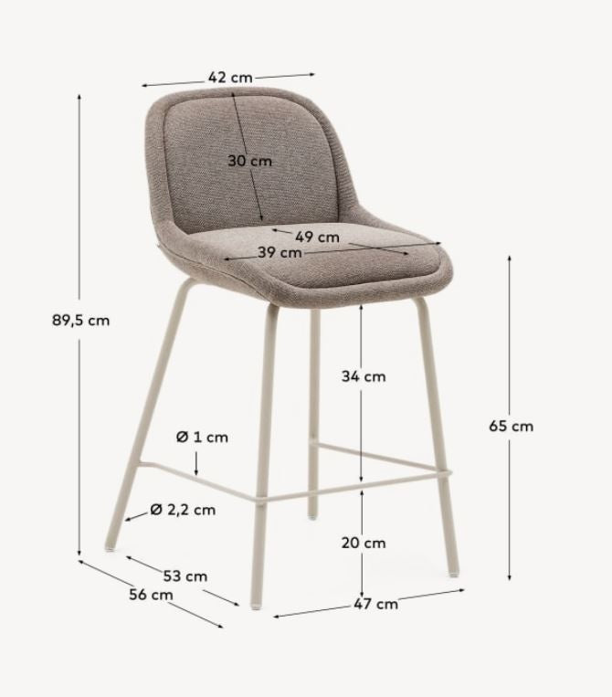 Scaun bar maro deschis/bej din textil Aimin Chenille Kave Home