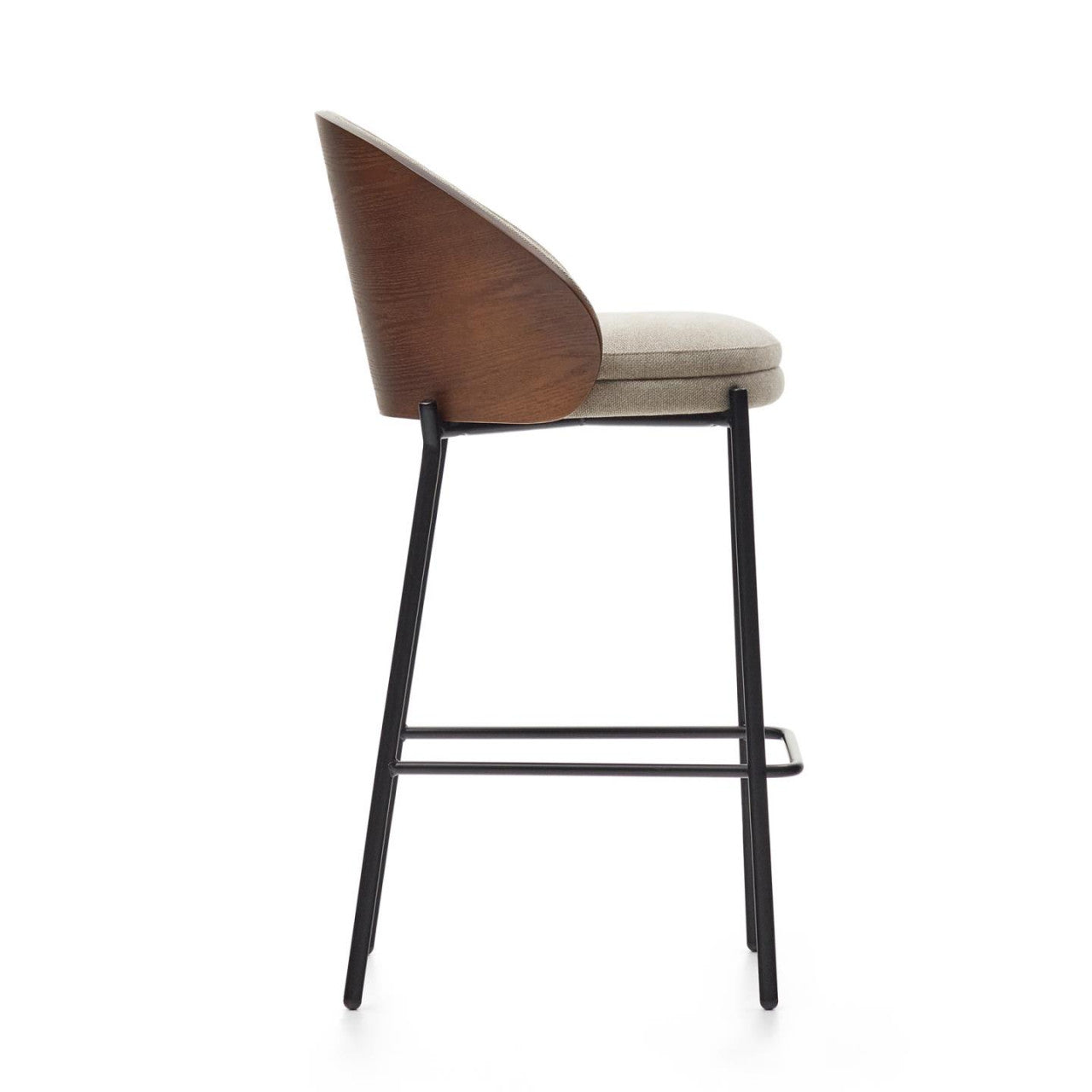 Scaun bar maro deschis/maro din textil Eamy Low Kave Home