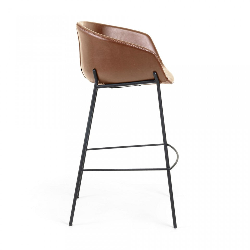 Scaun bar maro din piele ecologica Yvette Kave Home