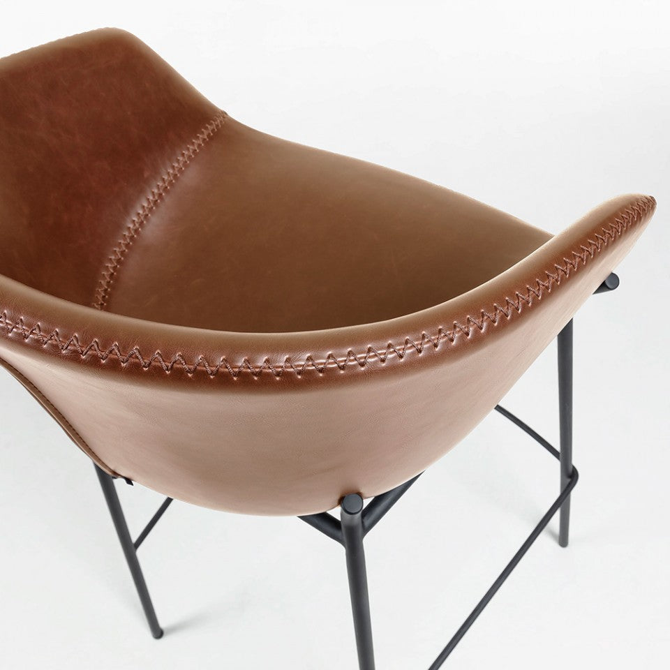 Scaun bar maro din piele ecologica Yvette Kave Home