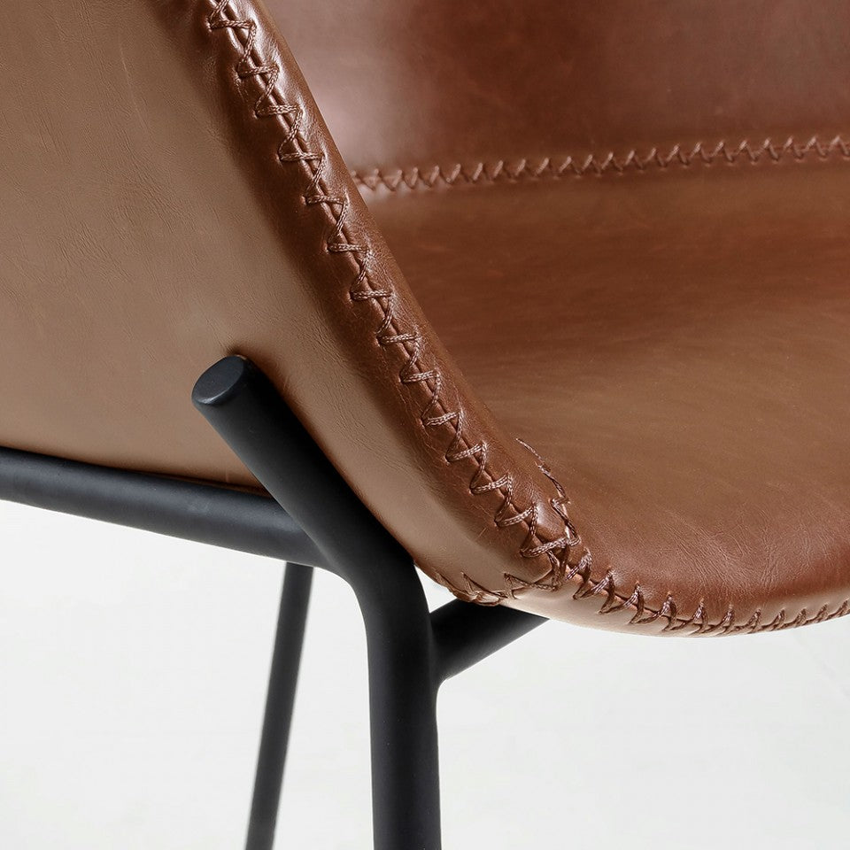 Scaun bar maro din piele ecologica Yvette Kave Home