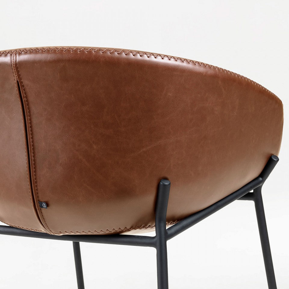 Scaun bar maro din piele ecologica Yvette Kave Home