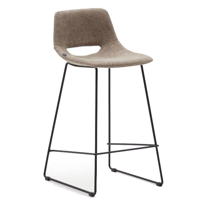 Scaun bar maro/negru din textil Zahara Low Kave Home