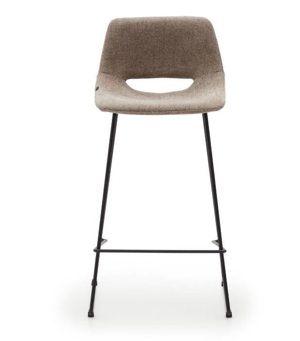 Scaun bar maro/negru din textil Zahara Low Kave Home