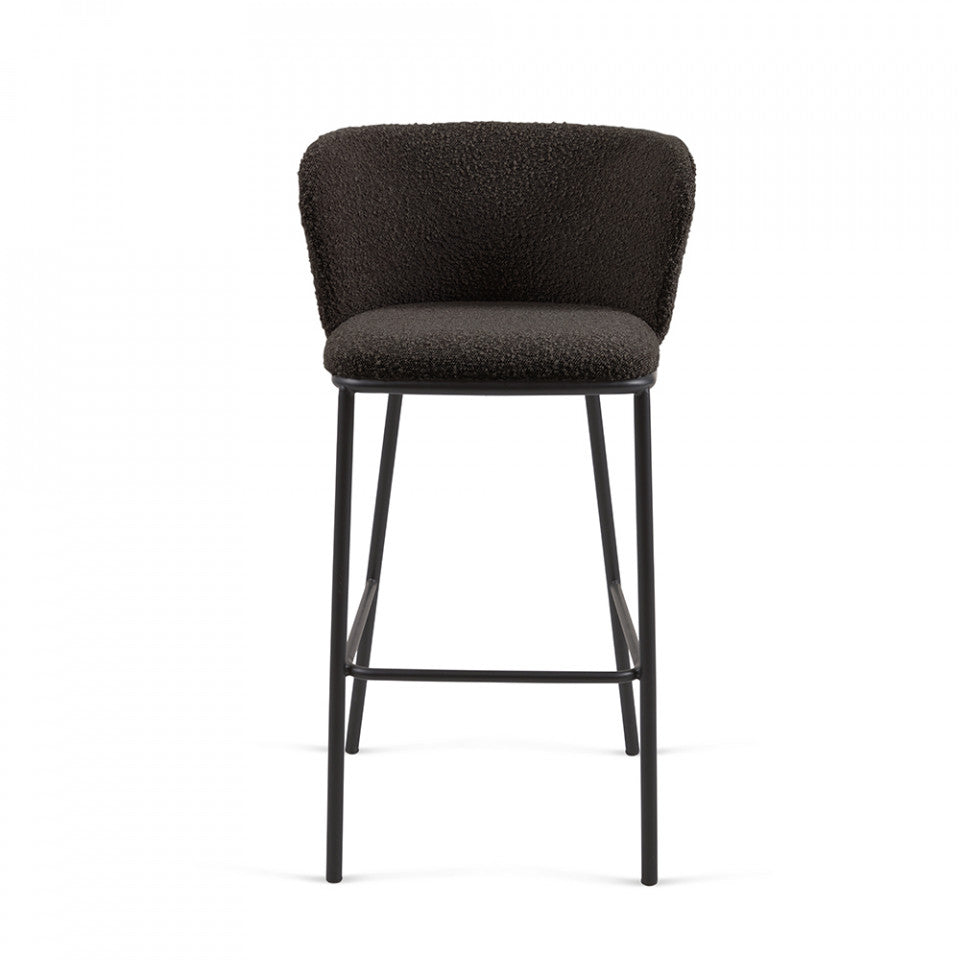Scaun bar negru din textil Ciselia Kave Home
