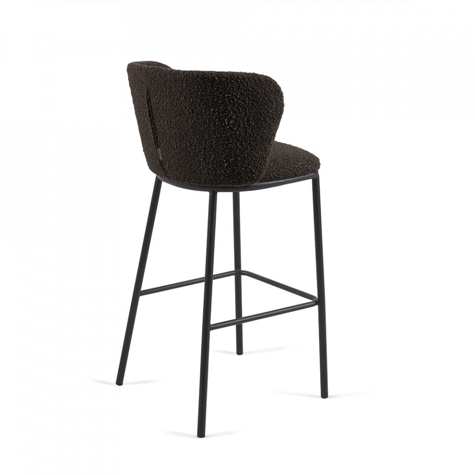 Scaun bar negru din textil Ciselia Kave Home