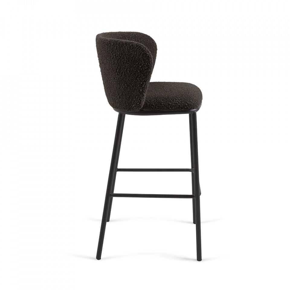 Scaun bar negru din textil Ciselia Kave Home