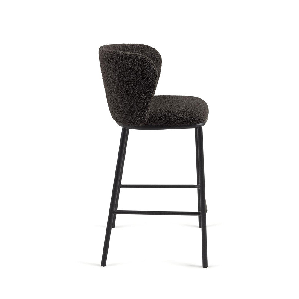 Scaun bar negru din textil Ciselia Shearling Kave Home