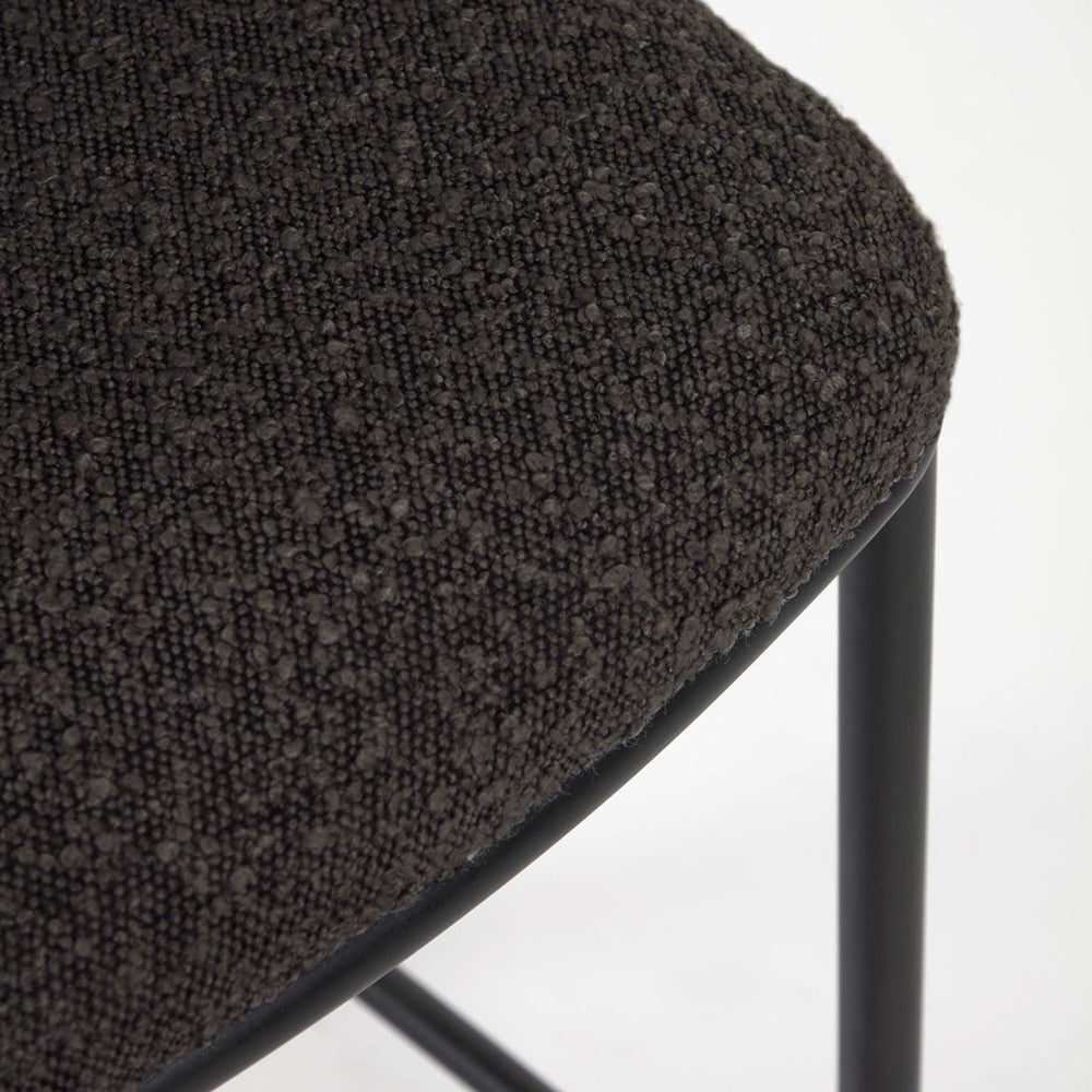 Scaun bar negru din textil Ciselia Shearling Kave Home