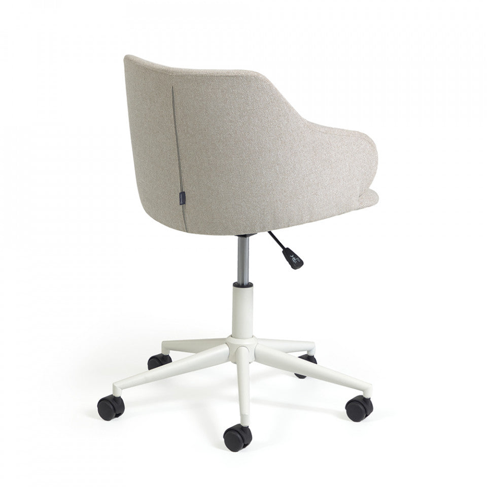 Scaun birou rotativ gri deschis din textil Einara Kave Home