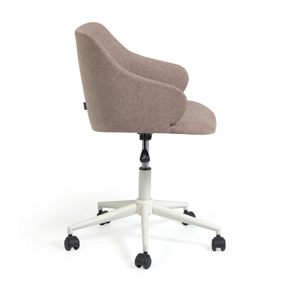 Scaun birou rotativ roz din textil Einara Kave Home