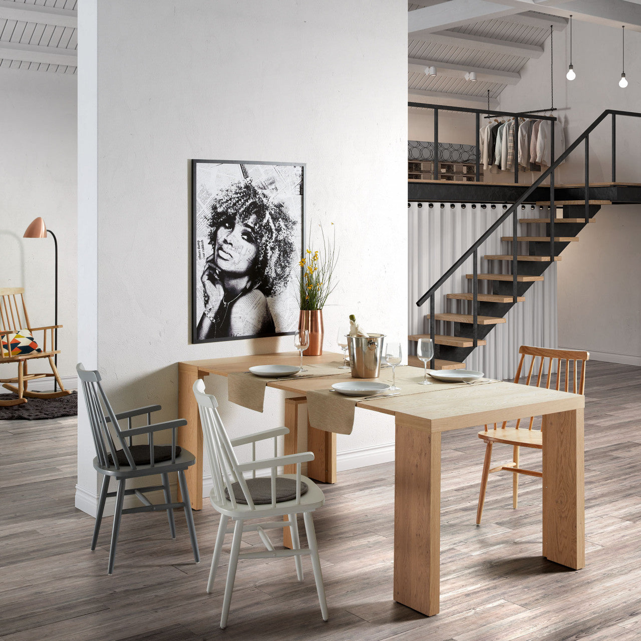 Scaun dining alb din lemn Tressia Kave Home