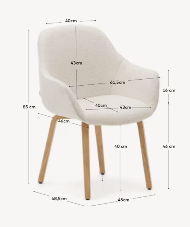 Scaun dining alb din textil Aleli Shearling Kave Home