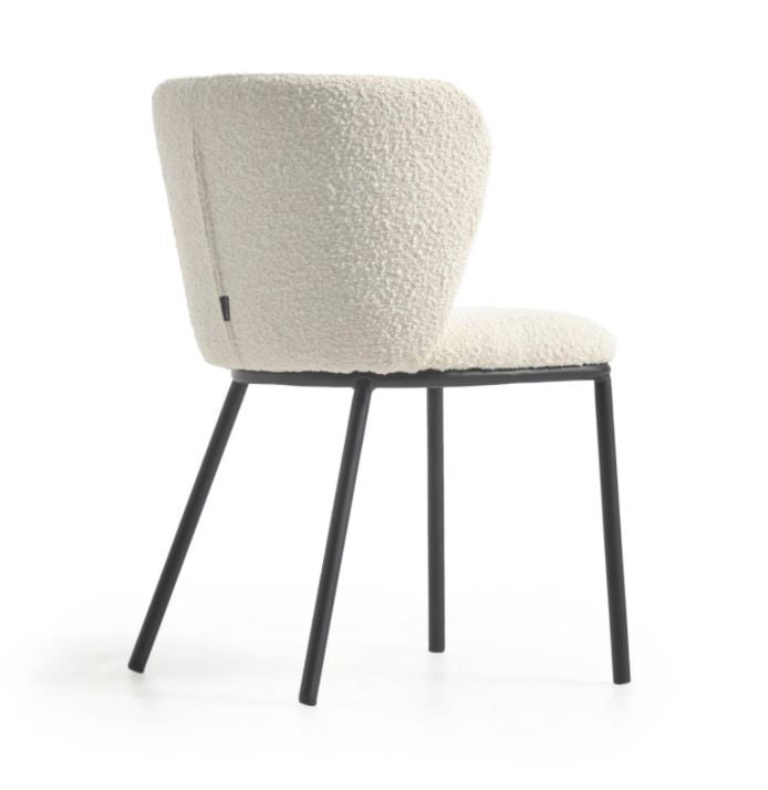 Scaun dining alb din textil Ciselia Kave Home