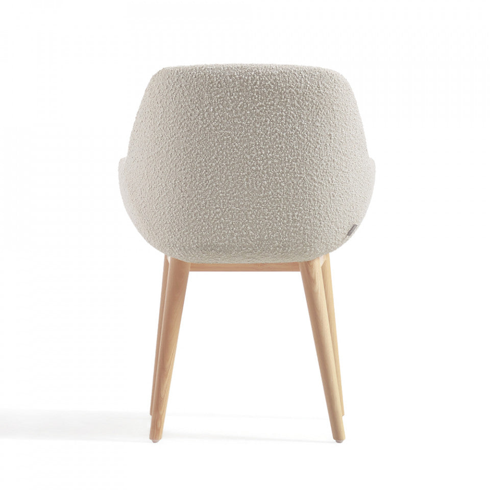 Scaun dining alb din textil Konna Kave Home