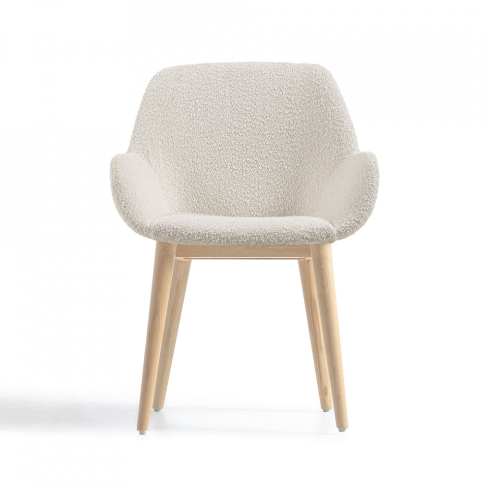 Scaun dining alb din textil Konna Kave Home