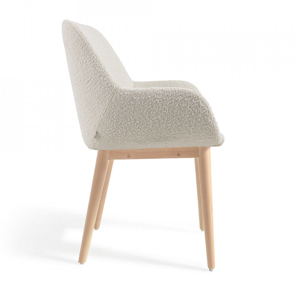 Scaun dining alb din textil Konna Kave Home
