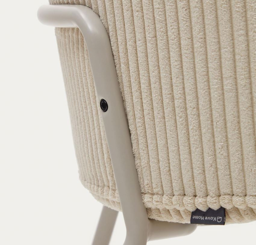 Scaun dining alb din textil Suanna Kave Home