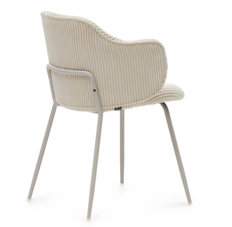 Scaun dining alb din textil Suanna Kave Home