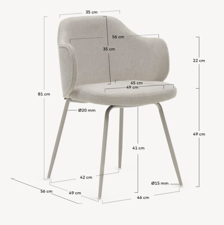 Scaun dining alb din textil Suanna Plain Kave Home